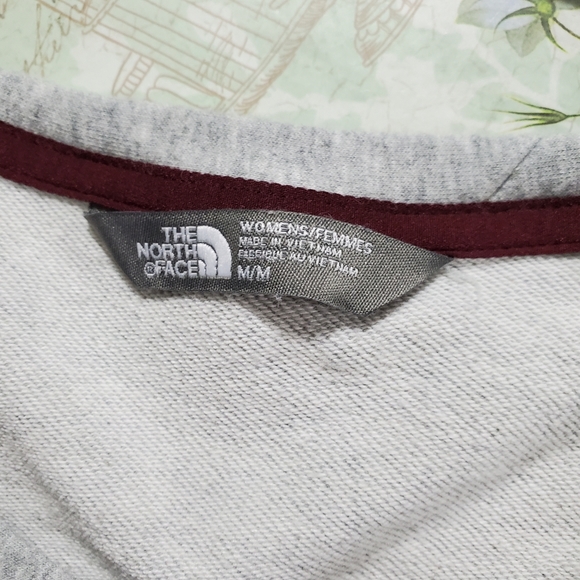 The North Face Heather Gray Sweatshirt with Burgundy Trim - Picture 6 of 8